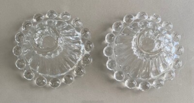 Vintage Clear Boopie Glass Set of Candle Holders