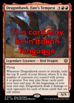 MTG DRAGONHAWK, FATE's TEMPEST FOIL EXC DRAGOFALCO, TEMPESTA DEL FATO 132 BLB