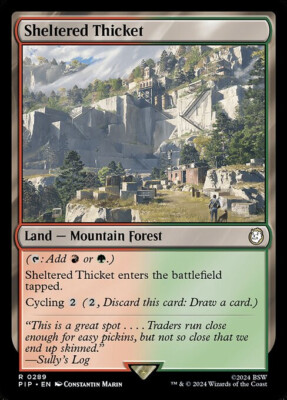 NM Sheltered Thicket, MTG, Fallout, Magic the Gathering, 289