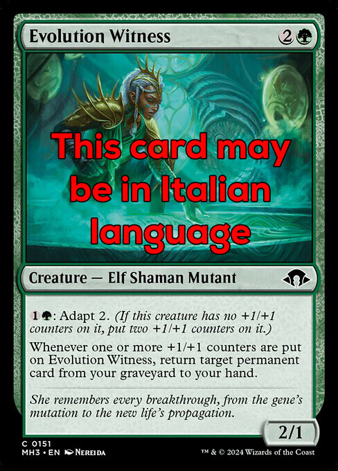 Mtg Evolution Witness Foil Exc - Testimone Dell'Evoluzione 151 - Mh3 - Magic