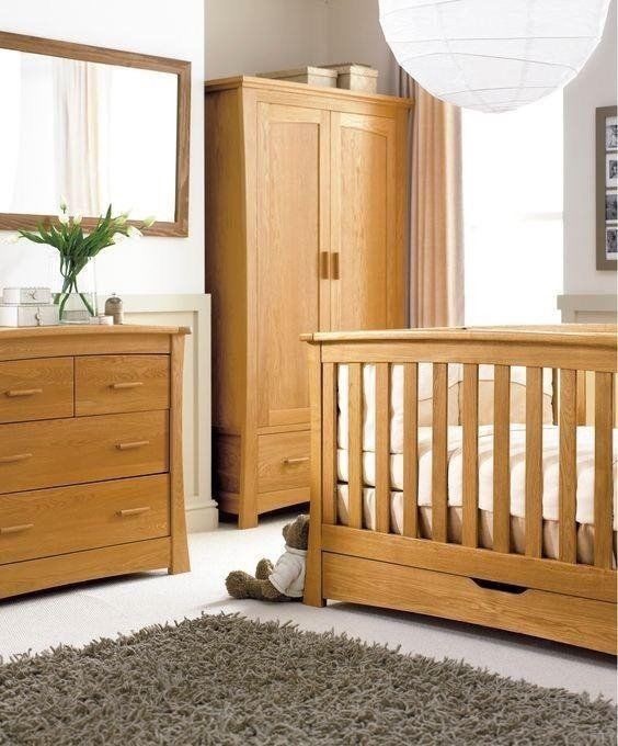 Mamas And Papas Ocean Solid Golden Oak Nursery Set Cot Wardrobe Chest of Drawers Toybox