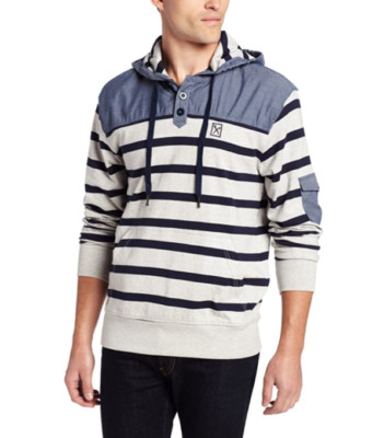 MARC ECKO CUT & SEW MENS CONCORDIA STRIPED HOODIE, GRAY HEATHER, XXL