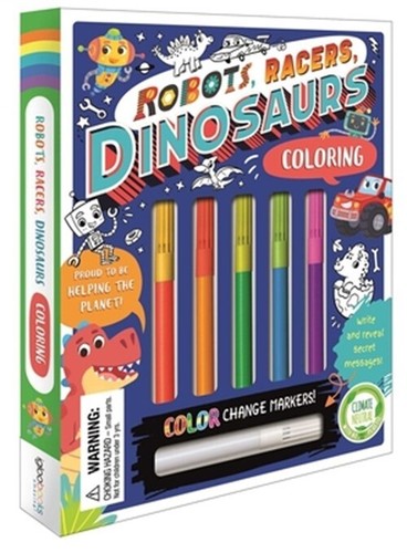 Robots, Racers, Dinosaurs Coloring Set: With Color-Changing 