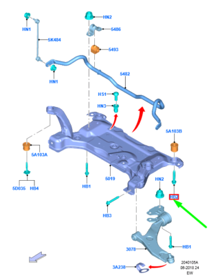 FORD FOCUS MK3 C346 Front Cross Member Bolt 7N51-00395-AA 1687402  