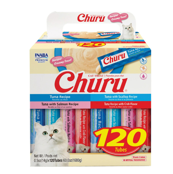 INABA Churu Cat Treats, Squeezable Creamy Purée with Vitamin E,