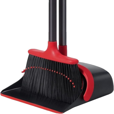 GOAT Broom and Dustpan Set for Home, Upgrade 52'' Long Handle with Stand Up Dustp