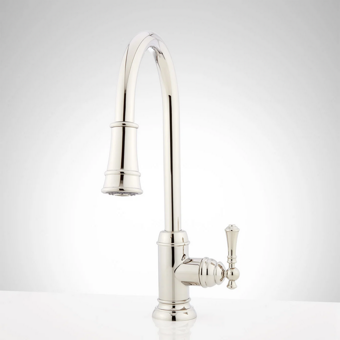 Signature Hardware 448174 Amberley Pull Down Kitchen Faucet, Polished Nickel