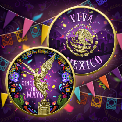 Silbermünze 1 oz Mexico Libertad Cinco de Mayo 2024 Farbe Color 999 Silber