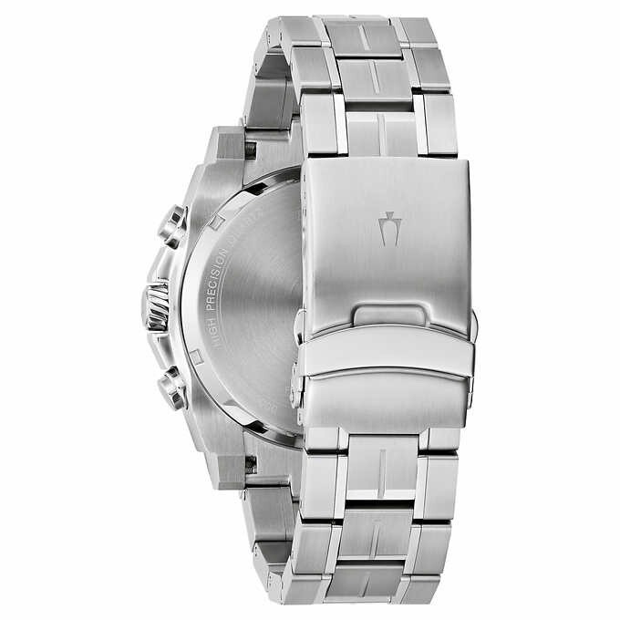Pre-owned Bulova Precisionist 46mm Black Dial Silver Stainless Steel Strap Watch For...