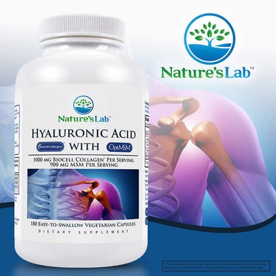 Natures Lab Hyaluronic Acid with BioCell Collagen, 180 Vegetarian Capsules