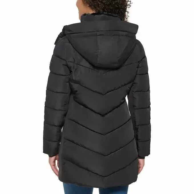 Andrew Marc Women's Mixed Media Hooded Puffer Walker Jacket