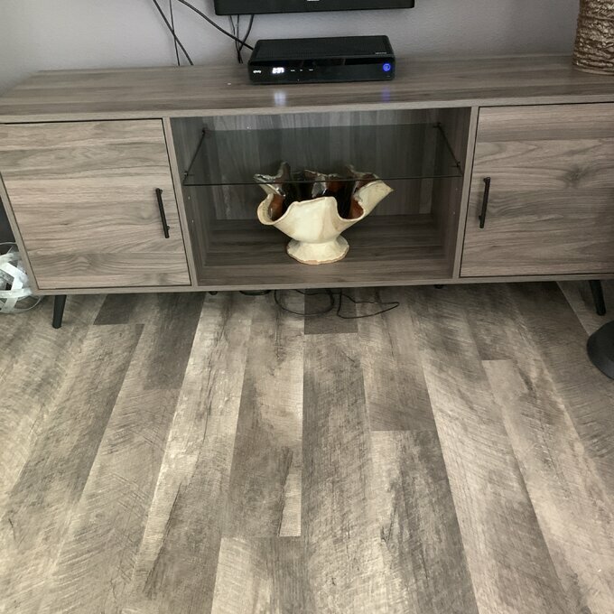 Mid Century 65" TV Stand Entertainment Media Center Credenza 2 Door Modern Gray