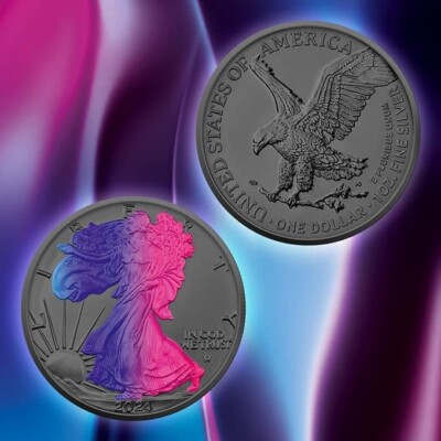 2024 1 oz Multi Holo American Silver Eagle Coin Ennobled Ruthenium by Germania