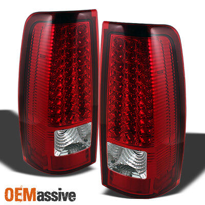Fits 03-06 Silverado 04-06 GMC Sierra Truck Red Clear LED Tail Lights Left+Right