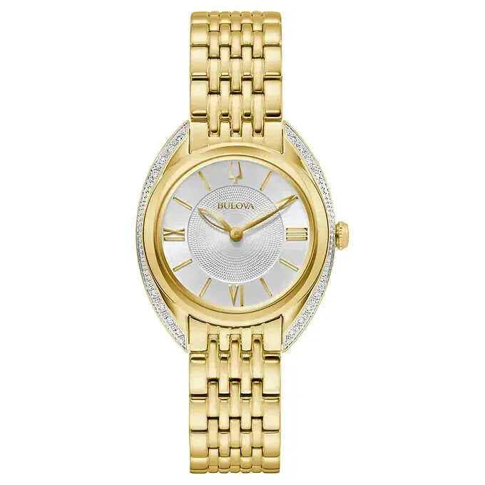 Pre-owned Bulova 98r298 Classic Diamond Stainless Steel Quartz Ladies Watch