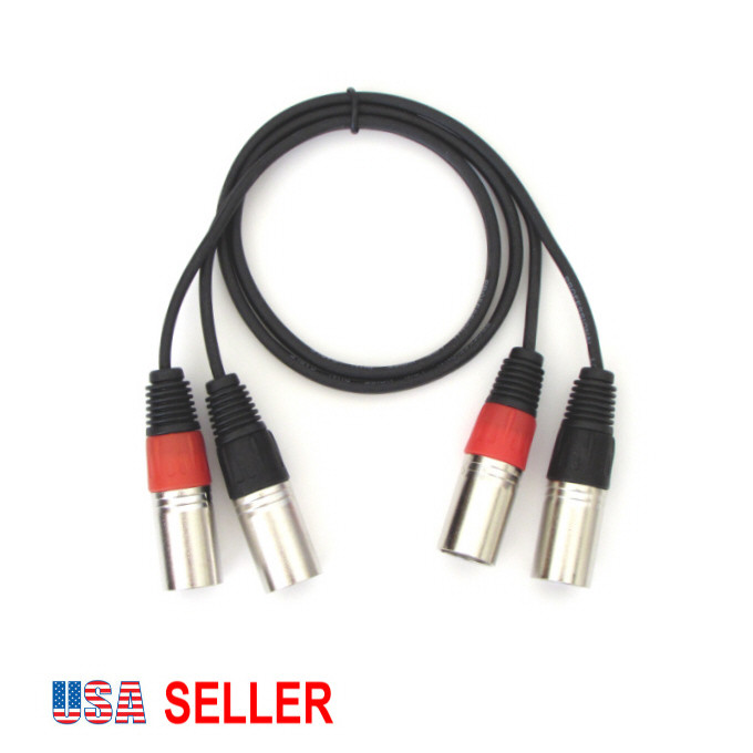 Dual XLR 3-pin Male to Dual XLR 3-pin Male, Premium Cable, 2-feet long