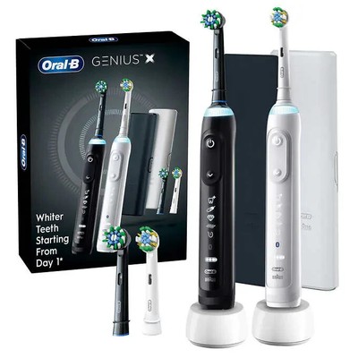 Oral-B Genius X Electric Toothbrushes with AI, 2 pack Black/White  BRAND NEW