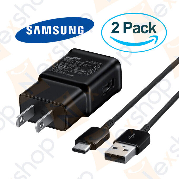 2x Original Samsung Galaxy S8 S9 Plus Note8 Fast Wall Charger & Usb Type-c Cable