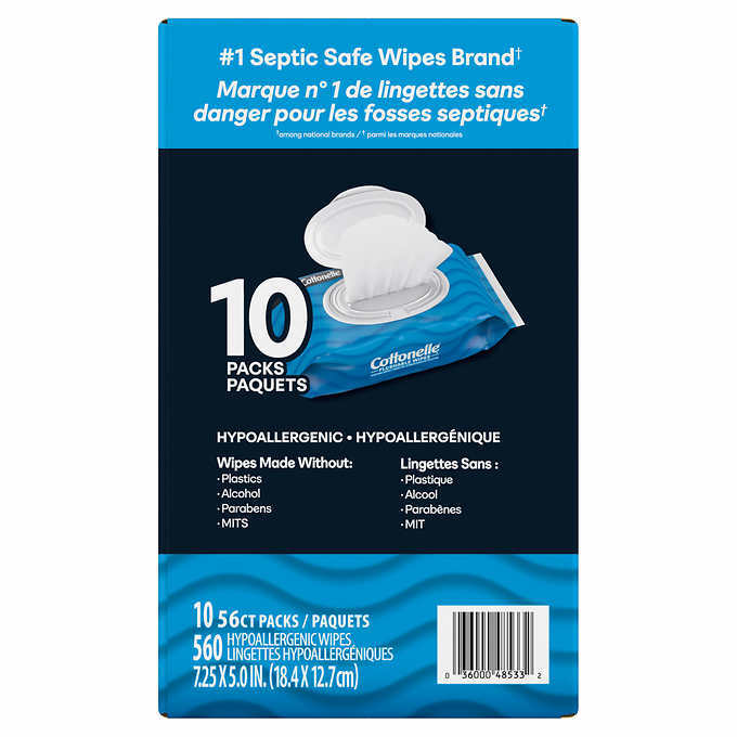 Cottonelle Fresh Care Flushable Wipes, 560 Wipes 10 Flip-Top Packs 56 Wipes Each