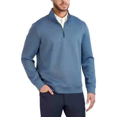 Men's Hickey Freeman Blue 1/4 Zip Pullover Size Medium with Stretch