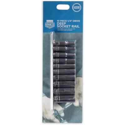 Halfords Advanced 10 Piece 1/4'' Drive Deep Socket Rail 4 - 13mm