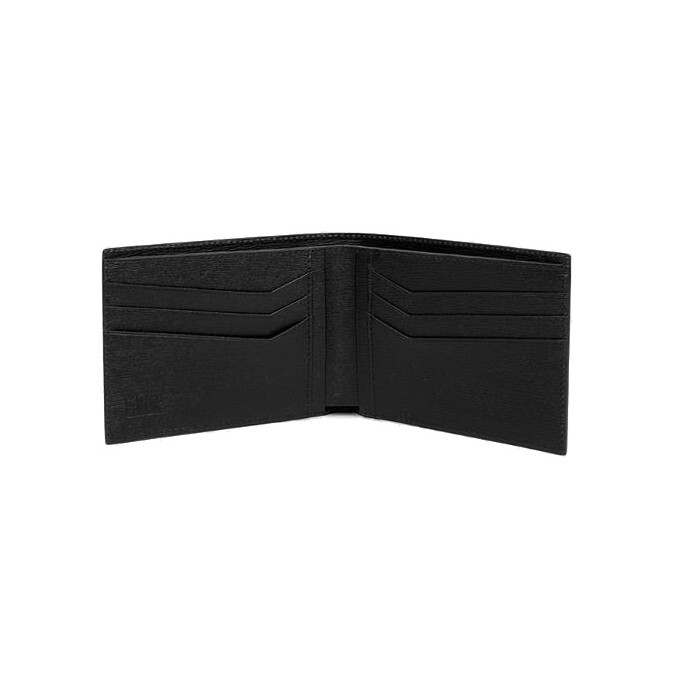 Pre-owned Montblanc Westside Genuine Italian Leather Bifold 6cc Card Wallet Purse For Men In Black