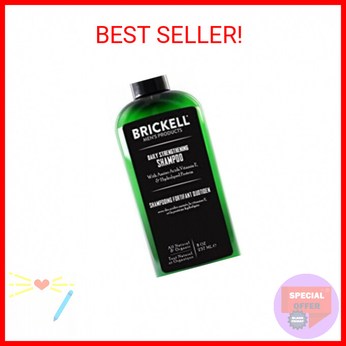 Brickell Men's Products Daily Strengthening Shampoo for Men, Natural and Organic