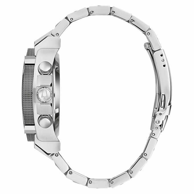 Pre-owned Bulova Precisionist 46mm Black Dial Silver Stainless Steel Strap Watch For...