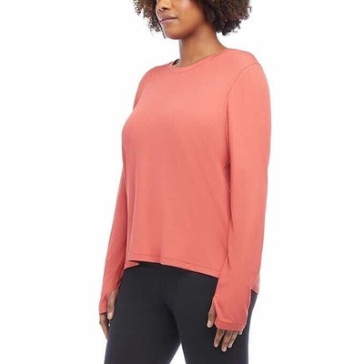 Danskin Ultimate Rib Long Sleeve Thumbhole Tee Mineral Red  Women's Sz XXL NWT