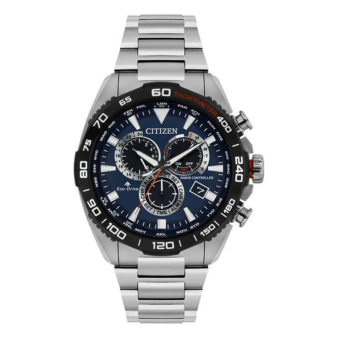 Pre-owned Citizen Promaster Land Eco-drive Chronograph Men's Blue Dial Watch - Cb5034-58l