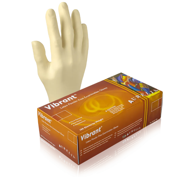 White Latex Exam Gloves, Large L, Aurelia Vibrant 5.5 mil (Case of 1000)