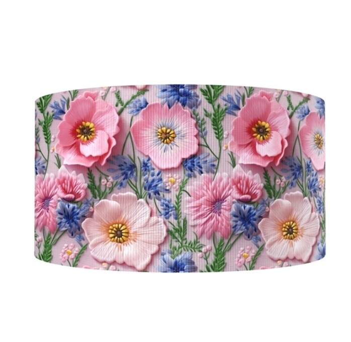 1.5" Embroidered look GROSGRAIN RIBBON Hair Bow Supplies 1237389 flower