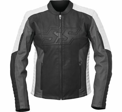 Speed and Strength Hellcat Leather Motorcycle Jacket Black/Grey/White Women's SM