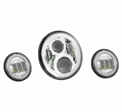LETRIC LIGHTING CO. Chrome LED 7'' Headlamp with 4.5'' Passing Lamp LLC-LHK-7CH