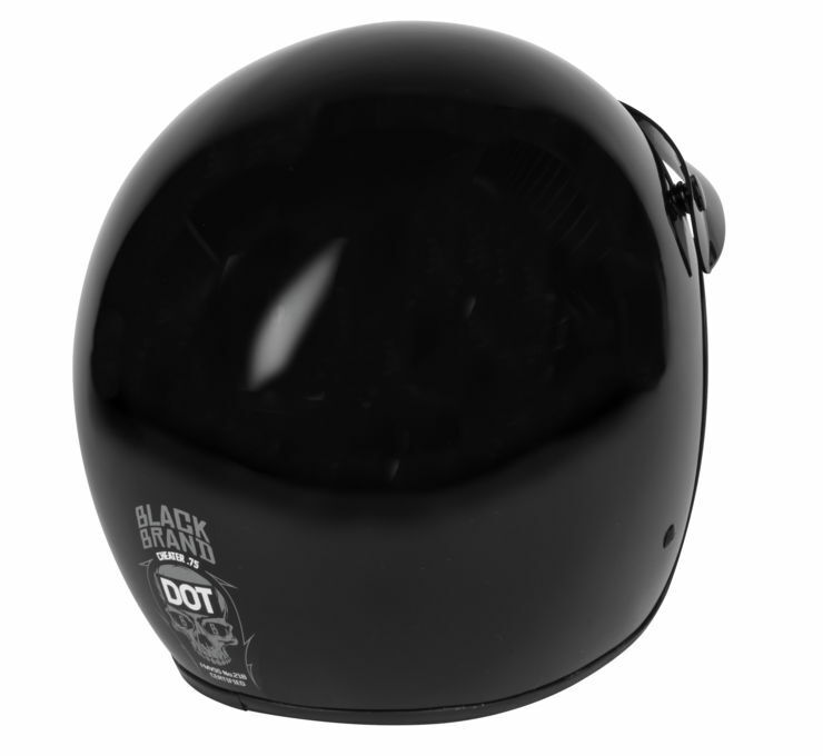 Black Brand Cheater .75 Open Face Street Motorcycle Adult Helmet Gloss Black XL