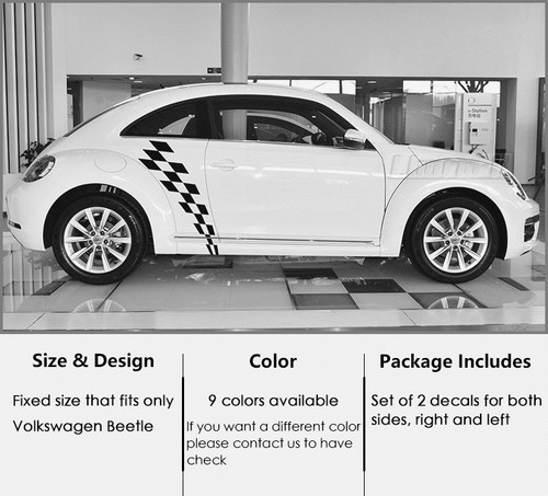 2x Door Side Stripes Checkered Graphics Decal For Vw Volkswagen