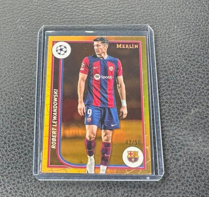2023-24 Topps Merlin Robert Lewandowski Gold Refractor 42/50 2023-24 Topps Merlin Robert Lewandowski Gold Refractor 42/50