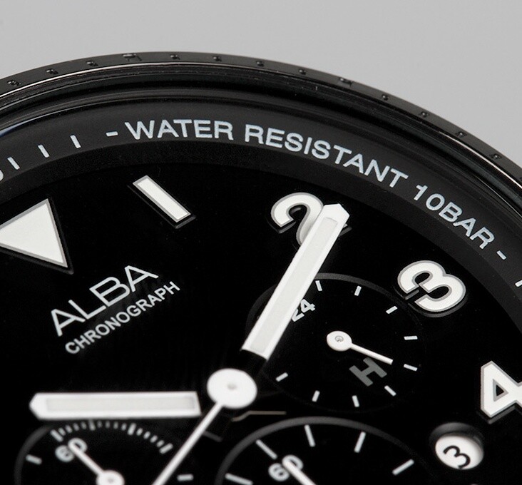 Pre-owned Seiko Alba At3f43x Black Stainless Steel Quartz 100m Wr Mens Chronograph Watch