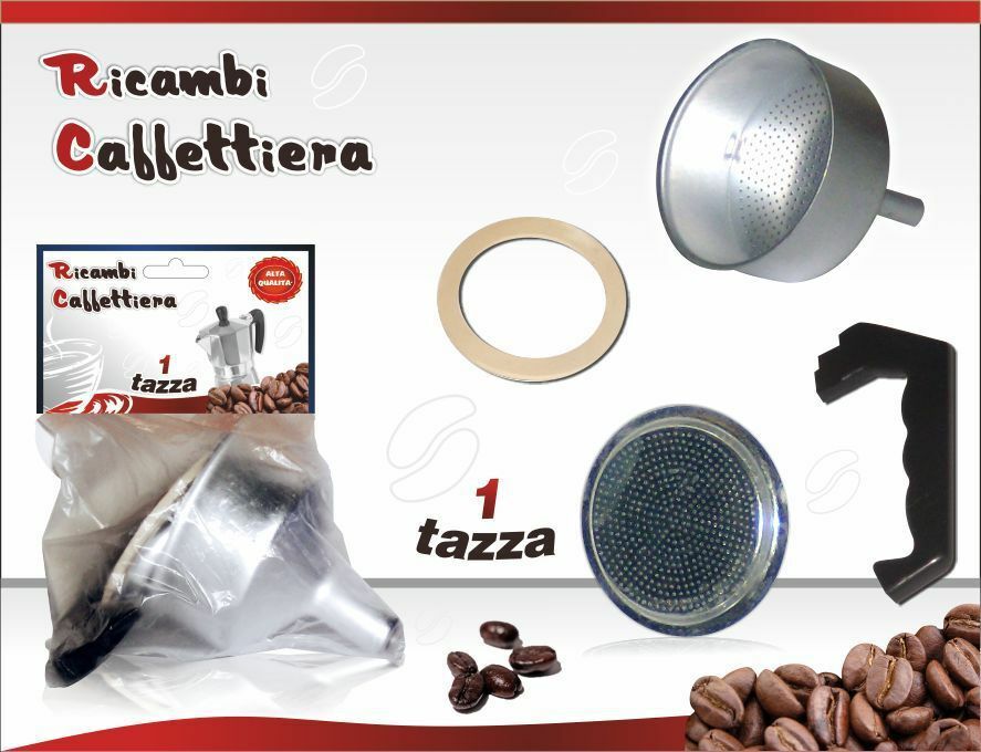 Kit Ricambi Filtro Guarnizione Manico Imbuto Caffettiera Moka Misura 1 Tazza hmj