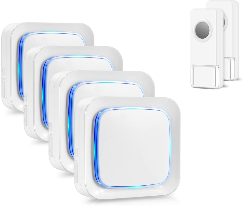 Wireless Doorbell Kit, Coolqiya Door Bell Chime with 2 Waterproof Transmitters a
