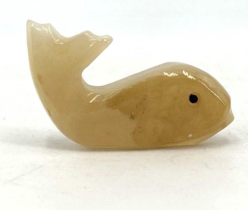 Whale Fetish Figurine Carving Alabaster 2.5" Long