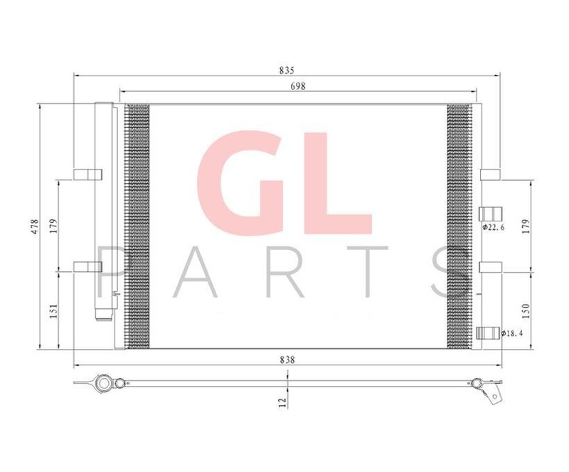 Pour Pourd Transit/Tourneo 14- Air Condenser A/C Radiator Bk2z19712a
