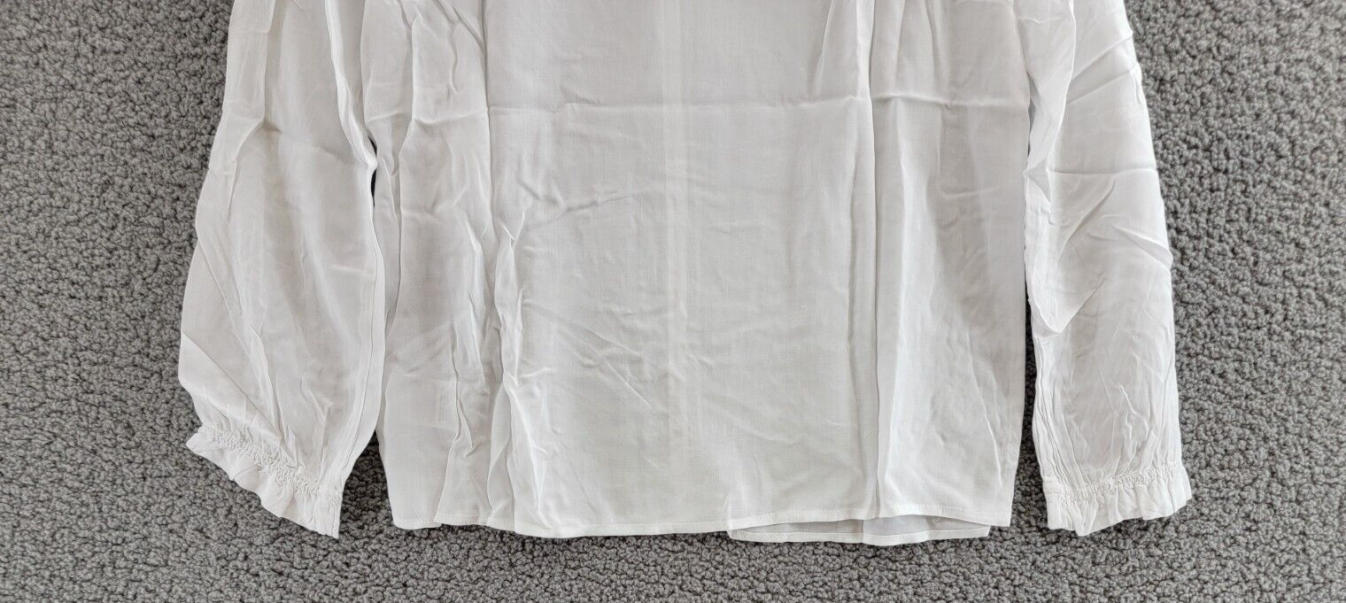Velvet By Graham & Spencer V-Neck Top Women's XS White Split Neck Long Sleeve - Picture 12 of 16