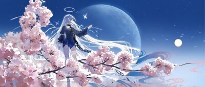 Anime Girls KuroEri Artwork Cherry Blossom Nimbus  Gaming Mat Desk 38628