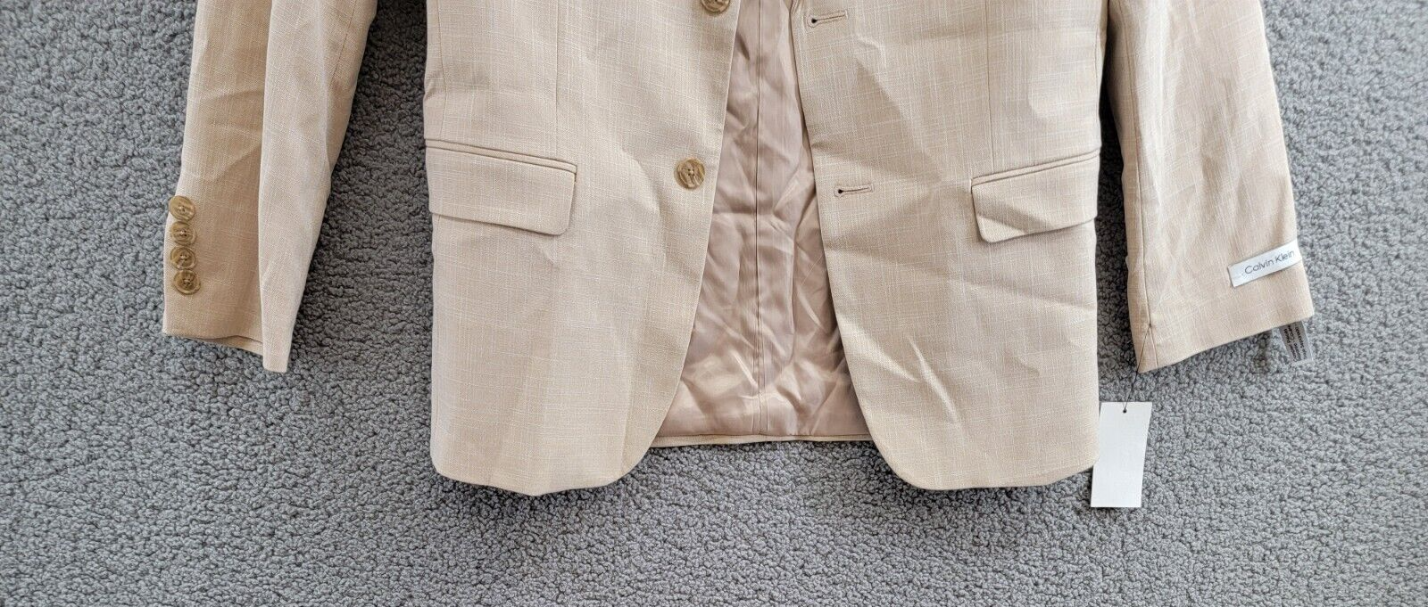 Calvin Klein Stretch Sharkskin Jacket Big Boys 16 Light Khaki Button Front L/S - Picture 4 of 18
