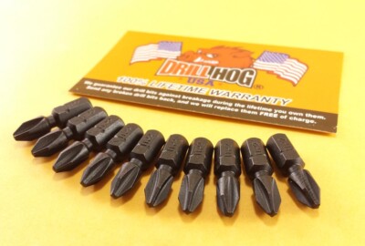 Drill Hog  #1 Phillips Insert Bit Impact 1/4 Hex #1 x 1 Lifetime Warranty 10 Pcs