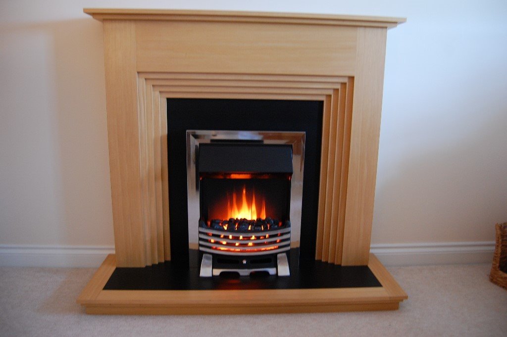 Modern Beechwood Fireplace with Electric Fire in Ayr, South Ayrshire