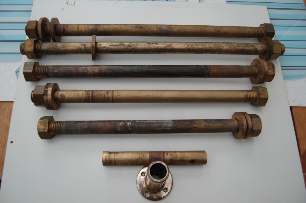Bronze 1 inch Keel Bolts with 2 inch Thread Length at Each End, Nuts