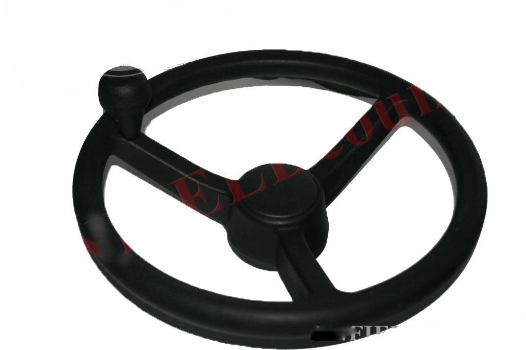 3DX JCB Soft Rubber 3 Spoke Black Steering Wheel + Wheel Aid & Spinner Knob  