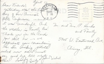 Greenville SC RPPC Bob Jones University Administration Building  Postcard #s983